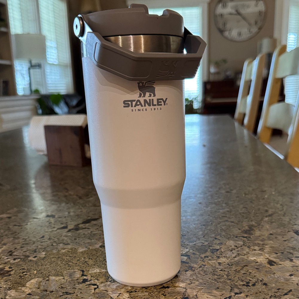 Stanley Classic White Tumbler with Gray Lid
